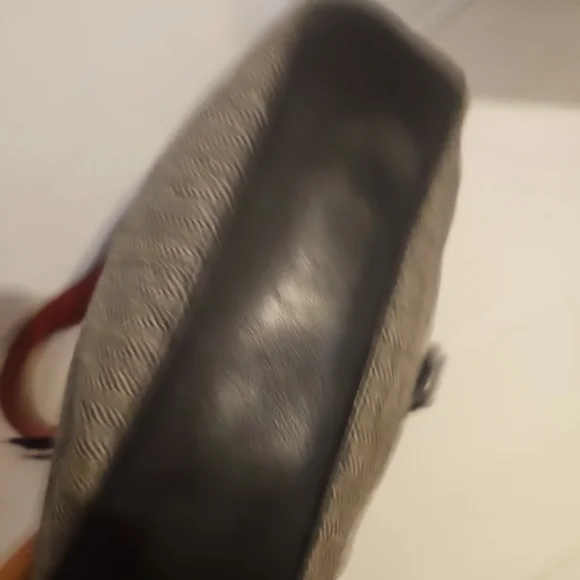 COACH G04J-1407 Vintage Black & Gray Herringbone Tweed Leather  Hobo Handbag 2YK - Picture 6 of 16